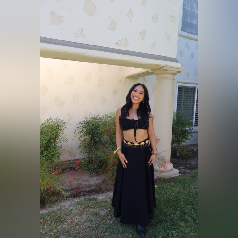 black two piece skirt set